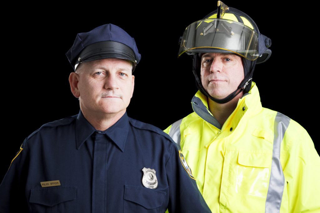 Police and Firefighters would need a Class 2 or 3 Los Angeles Reflective Safety Vest 